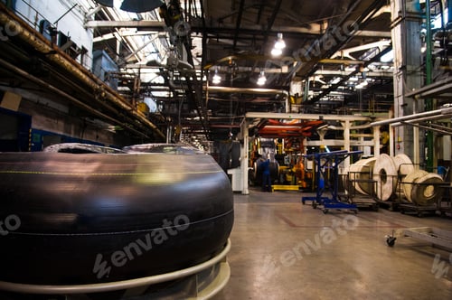 Preview: Manufacture Of Tires. Tyre Production Machine Conveyor