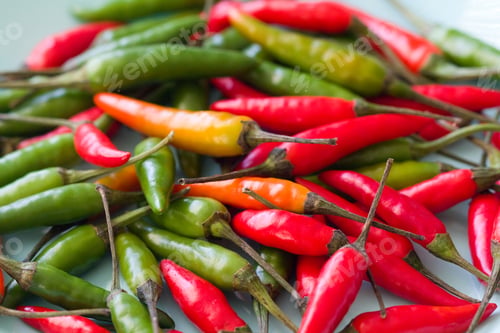 Preview: Red Hot Chili Peppers Background. A Lot Of Red Chilli Peppers. Green Hot Chili Peppers. Flat Lay