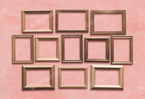 Preview: Old Wooden Frames On Pink Wall