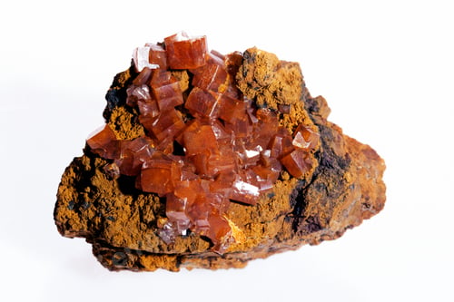 Preview: Wulfenite Natural Mineral On The White Background
