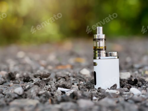 Preview: Close-Up Of Electronic Cigarette. Vaping Device. Steam Generator.