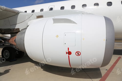 Preview: Jet Engine Of A White Airplane On Ground