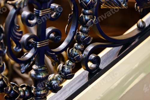 Preview: Details, Structure And Ornaments Of Wrought Iron Fence With Gate