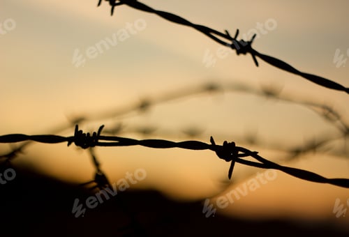 Preview: Sunset Behind Barbed Wire, Military Space.
