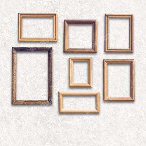 Preview: Wooden Photo Frames On White Wall