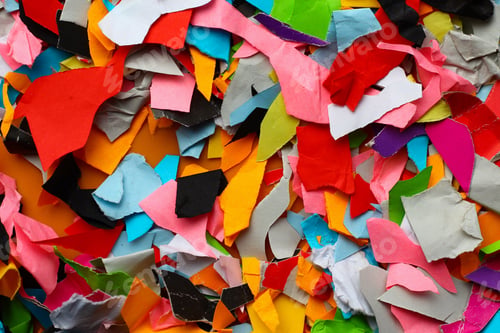Preview: Torn Small Pieces Of Multi-Colored Paper, Bright Colorful Background