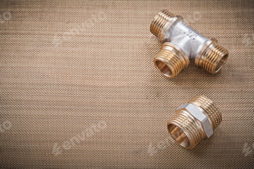 Preview: Plumbing Fixtures Pipe Fittings On Water Mesh Filter Horizontal Version.