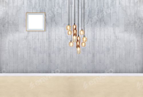 Preview: Empty Room with Stylish Lighting and Wall Decor