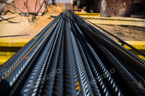 Preview: A Bundle Of Metal Fittings On A Construction Site. Preparing The Foundation Of The Building