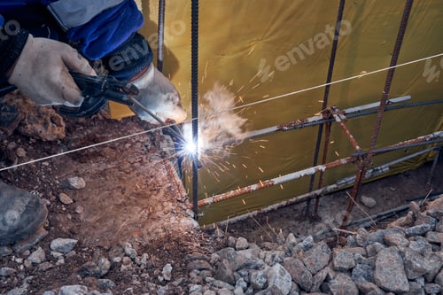 Preview: Welding Of The Frame From The Reinforcement For The Foundation, Closeup