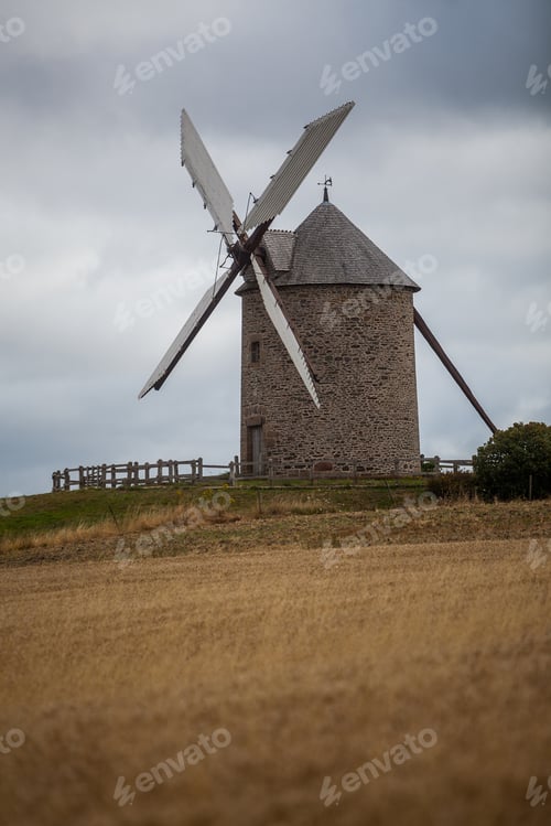 Preview: Color Image Of An Old Wind Mill.