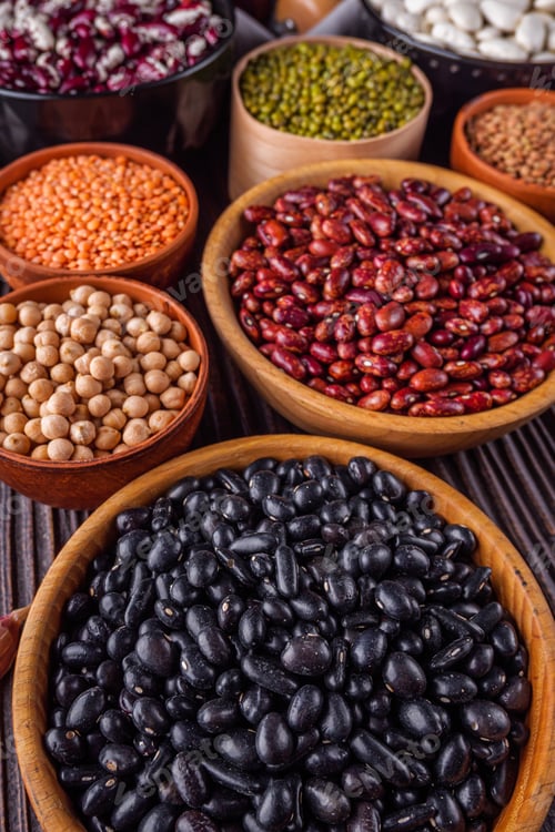 Preview: Fresh Organic Natural Beans On Wooden Rustic Background