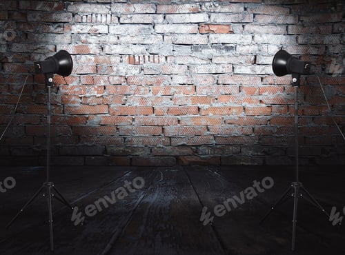 Preview: Photo Studio In Old Room With Brick Wall