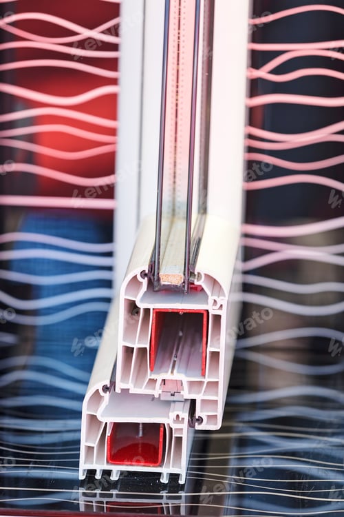 Preview: Cross-Section Aluminum Window Frames On A Colorful Background , Note Shallow Depth Of Field