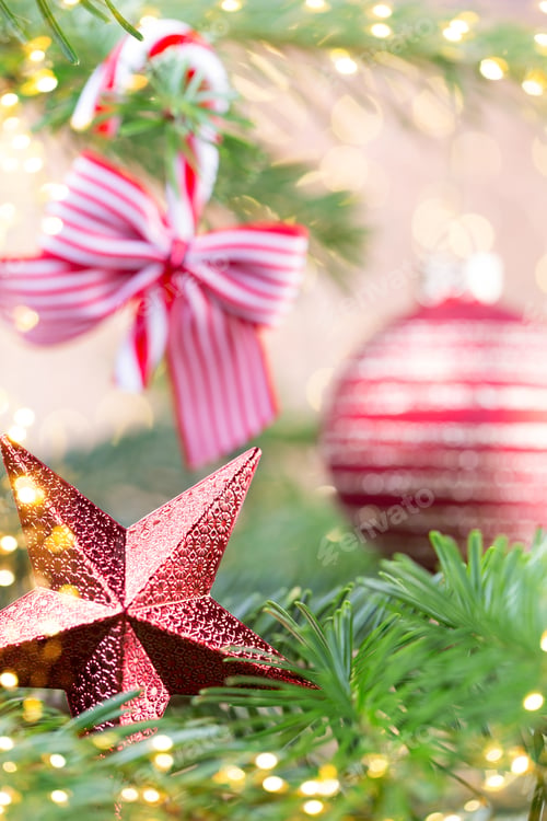 Preview: Christmas Tree The Bokeh Background. Christmas Greeting Card Backgrounds.