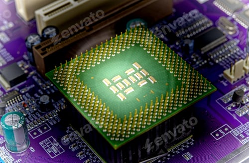 Preview: Macro View Of Cpu Pins And Circuit Mother Board