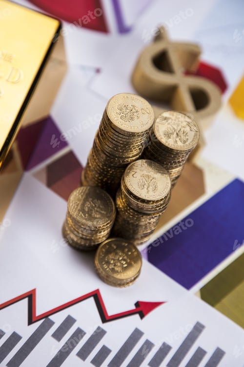 Preview: Gold Bullion and Stacks of Coins on Graphs