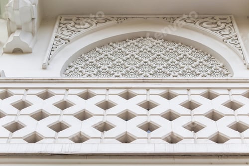 Preview: The Wall Of The Mosque With Traditional In Islam Geometric Patterns In Architecture, The Background