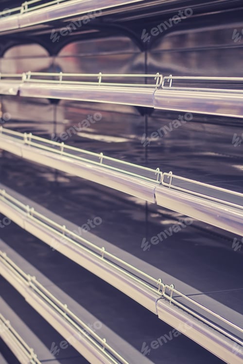 Preview: Empty Shelves In A Grocery Store Due To The Excitement Of The Virus Epidemic