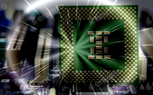 Preview: Macro View Of Cpu Pins And Circuit Mother Board