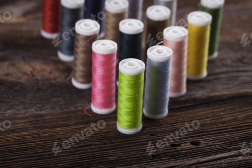 Preview: Sewing Instruments, Threads, Needles, Bobbins And Materials. Studio Photo