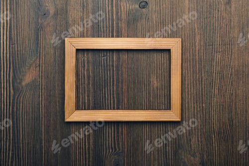 Preview: Wooden Photo Frame On Old Wooden Wall