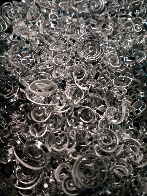 Preview: Aluminum Shavings, Metal Scrap From Machining For Recycling From Metal Machining.