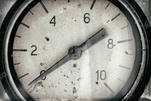 Preview: The Old Vintage Measuring Device With A Scale From 0 To 10, And The Arrow Is Stuck At Zero