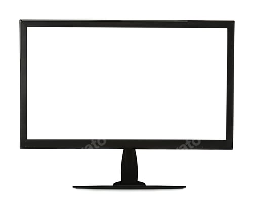 Preview: Black Lcd Monitor Isolated On White Background. Closeup.
