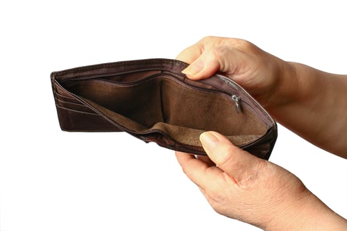 Preview: Wallet Without Money In Hands On A White Background, Isolated. The Concept Of A Difficult Economic