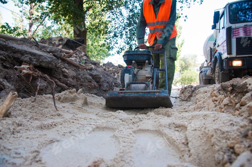 Preview: The Process Of Construction Of The Sidewalk, The Installation Of A Vertical Curb