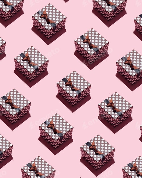 Preview: Pattern With Gift Boxes Over Pink Background