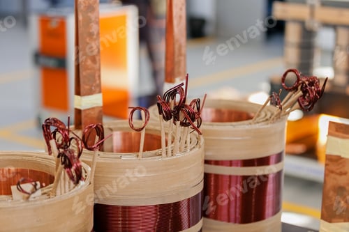 Preview: Spools Of Copper Wire Transformers, Note Shallow Depth Of Field