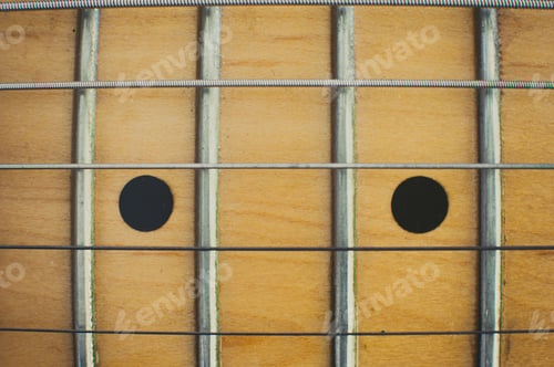 Preview: Electric Guitar Neck And Couple Of Marker Points Detail View From The Top