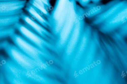 Preview: Palm Leaves And Shadows On A Color Wall Background.