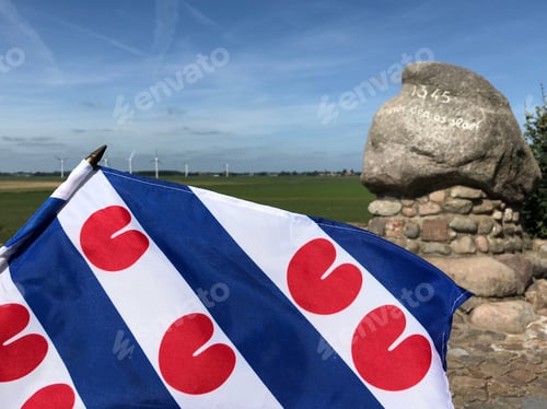 Preview: Frisian Flag In Front Of The Monument (Better To Be Dead Than A Slave) Of The Battle Of Warns In