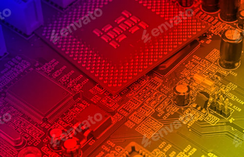 Preview: Macro View Of Cpu Pins And Circuit Mother Board