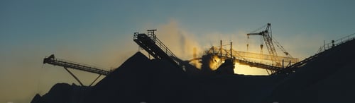 Preview: Silhouettes Of Stone-Crushing Equipment Of A Mining Enterprise In A Cloud Of Dust Against The