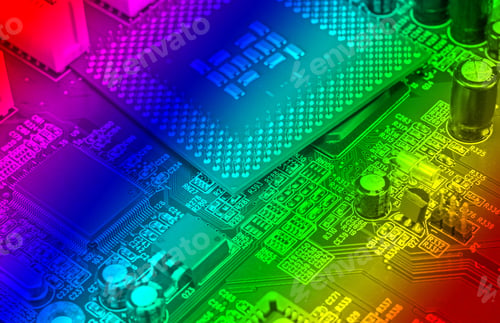 Preview: Macro View Of Cpu Pins And Circuit Mother Board
