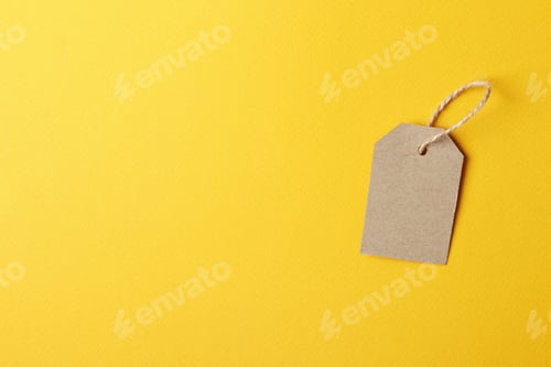 Preview: Blank Tag with String on Yellow Background