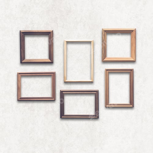 Preview: Wooden Photo Frames On White Wall