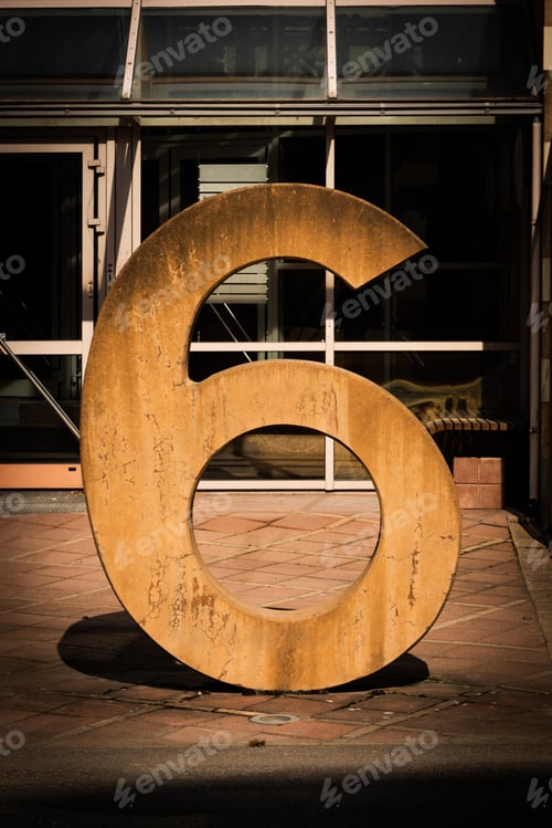 Preview: A Large Number Six In Concrete