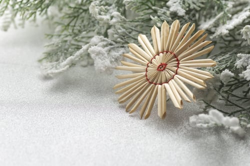 Preview: Snowflakes On Silver Background. Christmas Greeting Card.