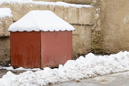 Preview: Snowy Cold Winter In The City. Symbolic Background With Place For Text Or Inscription