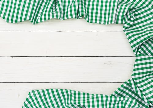 Preview: Green Tablecloth Frame On White Table.