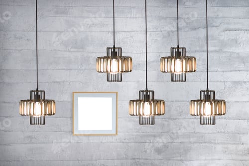Preview: Stone Wall Interior Design, Frame And Lamp