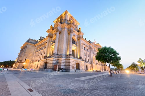 Preview: Reichstag Building In Berlin At Night, Germany.