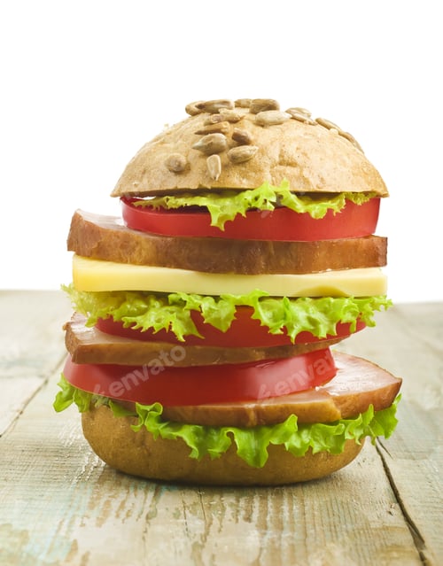 Preview: Closeup Of Homemade Hamburger With Fresh Vegetables