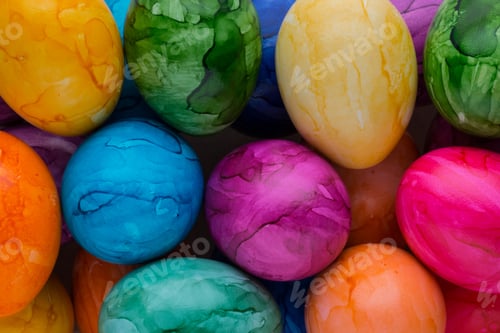 Preview: Bright, Colorful Easter Eggs In Isolated On White.