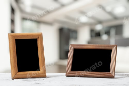 Preview: Photo Frames On The Wooden Table In The Living Room